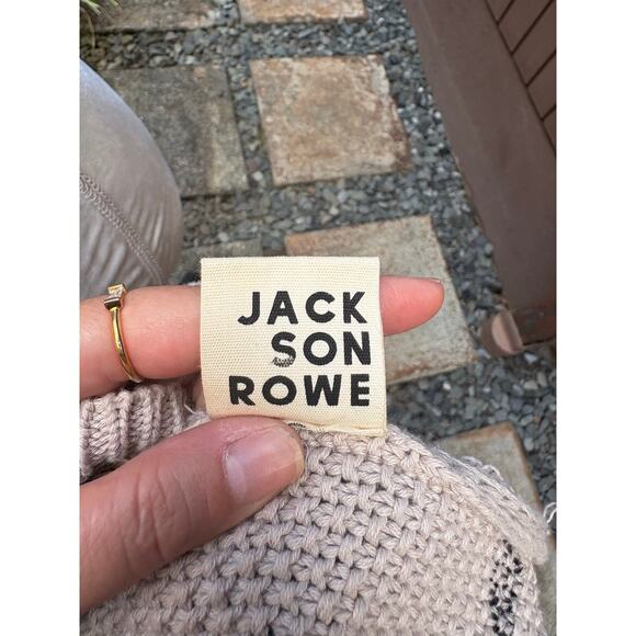 Jackson Rowe Sand Dot Polka Dot Scalloped Hem Crewneck Chukar Chunky Sweater - M - Picture 8 of 8